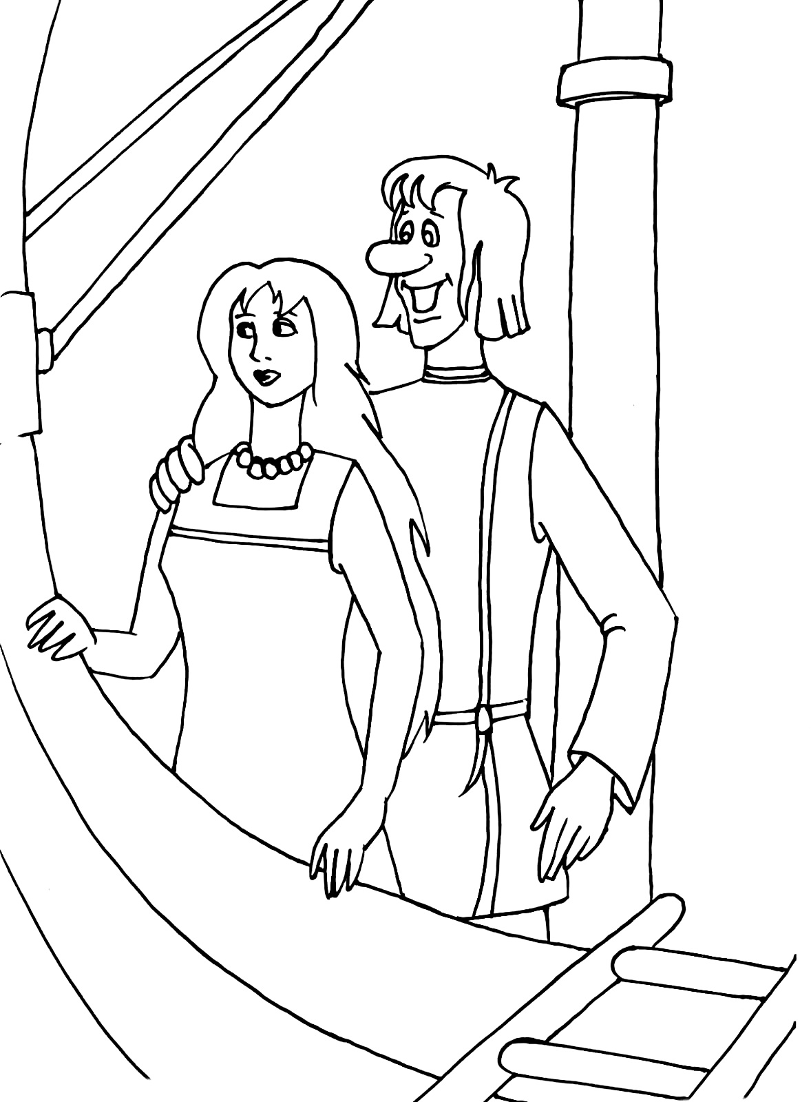 Царевна Забава и Иван вместе стоят на корабле
