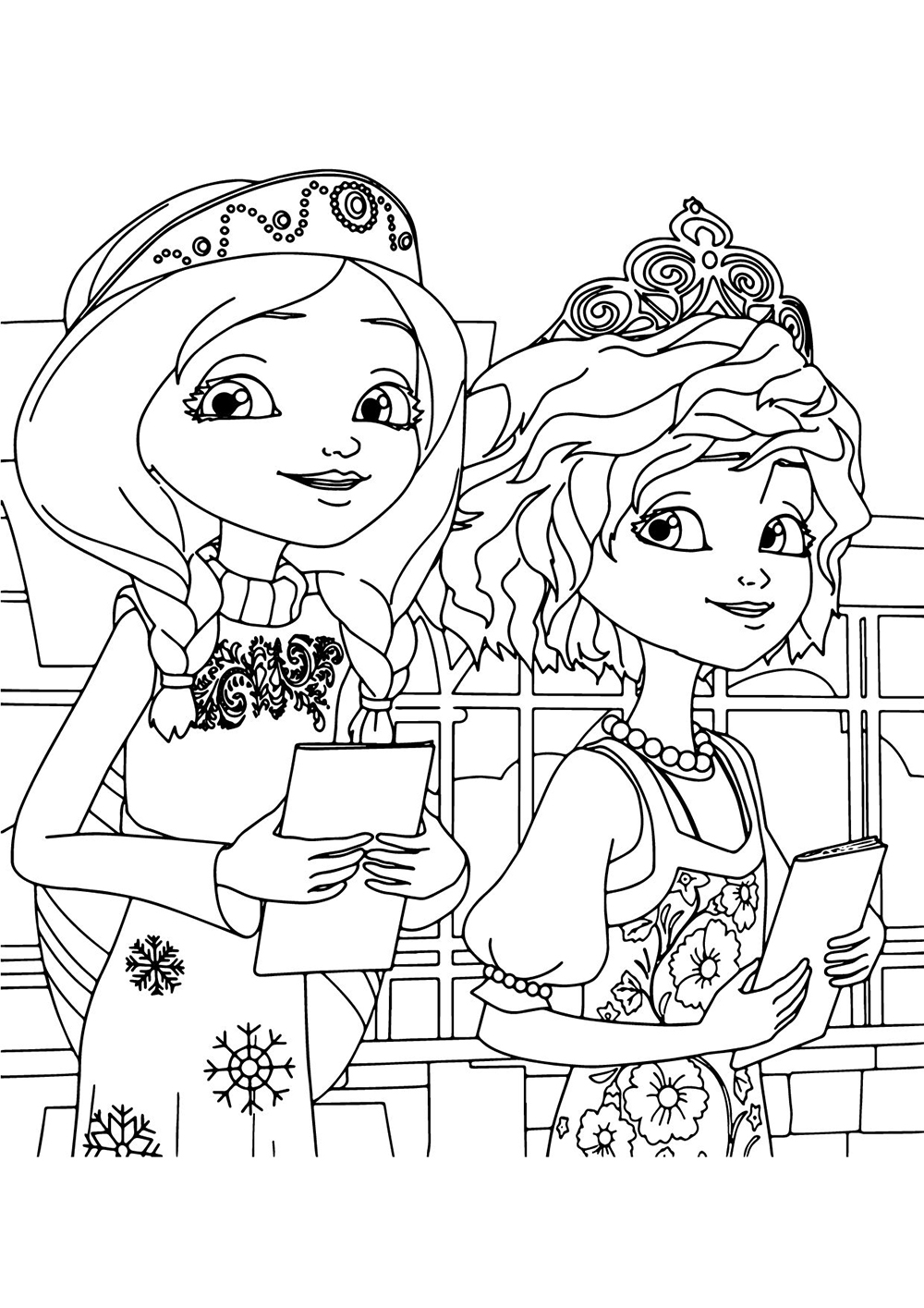 Царевны Алёнка и Варя держат в руках тетрадки