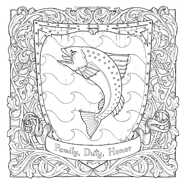 Герб Великого дома Талли из Риверрана. Прыгающая серебрянная форель