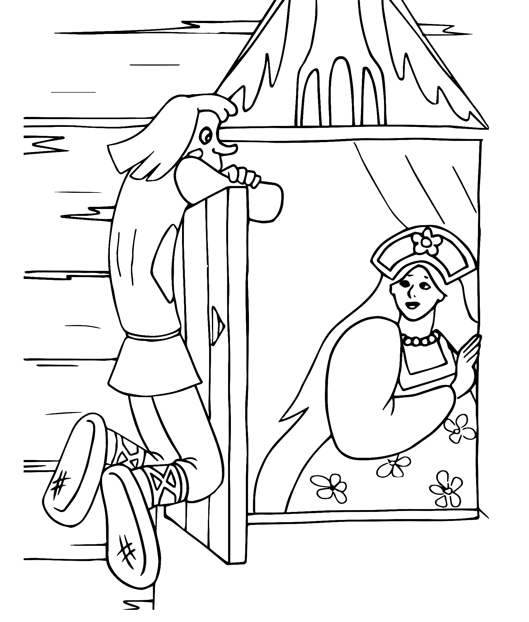 Иван висит на окне  и царевна  Забава