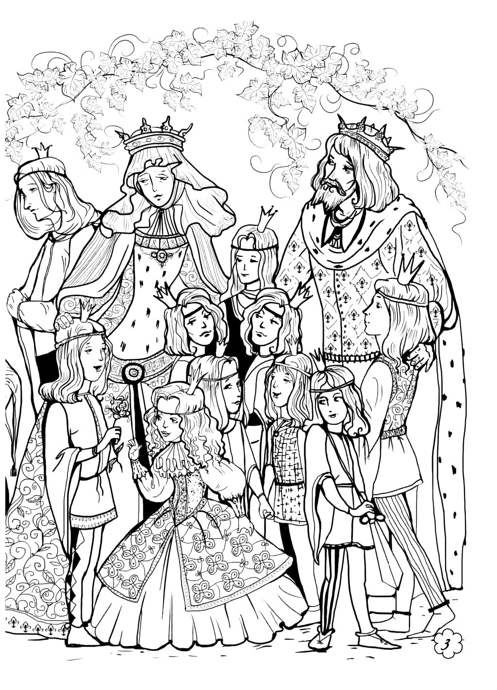 Королевская семья из мультика Дикие Лебеди