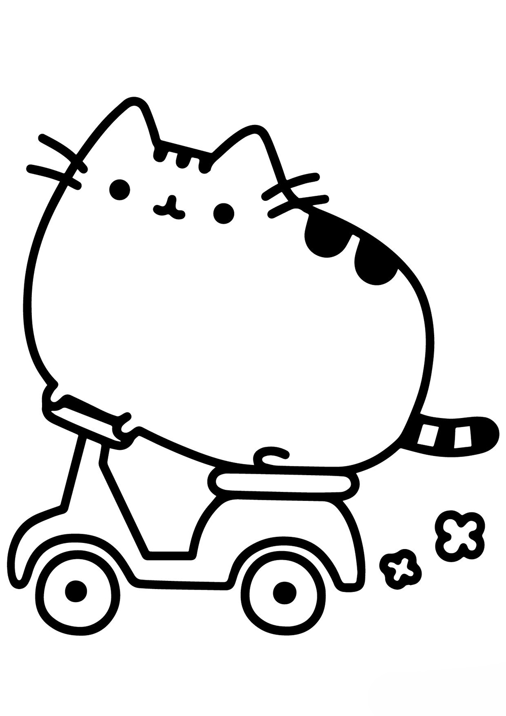 Кот Пушин катается  на скутере