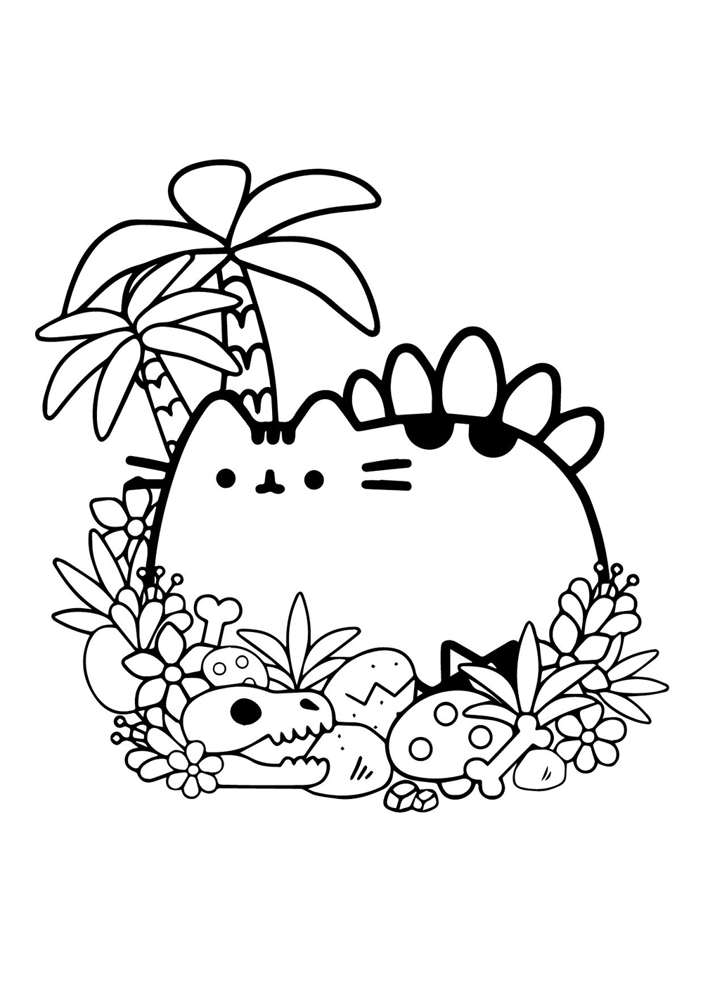 Кот Пушин лежит  под пальмой