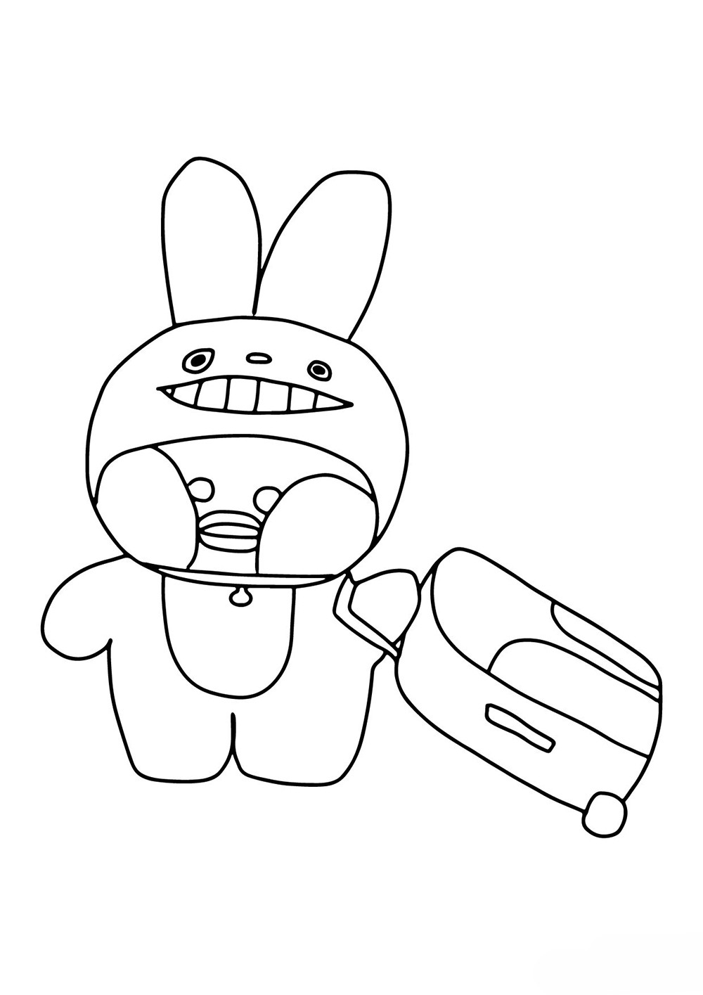 Лалафанфан в костюме зайца с чемоданом