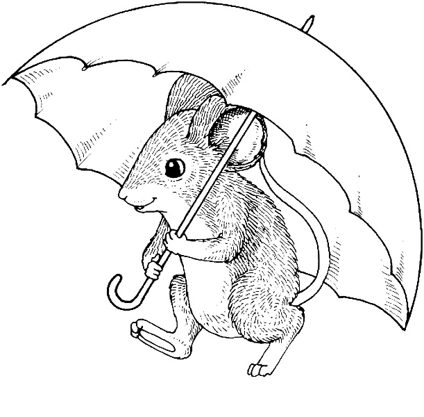 Мышонок Пик идет с зонтом