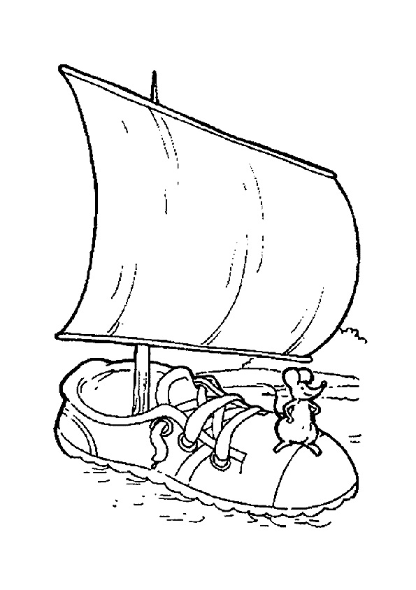 Мышонок Пик плывет на корабле ботинке