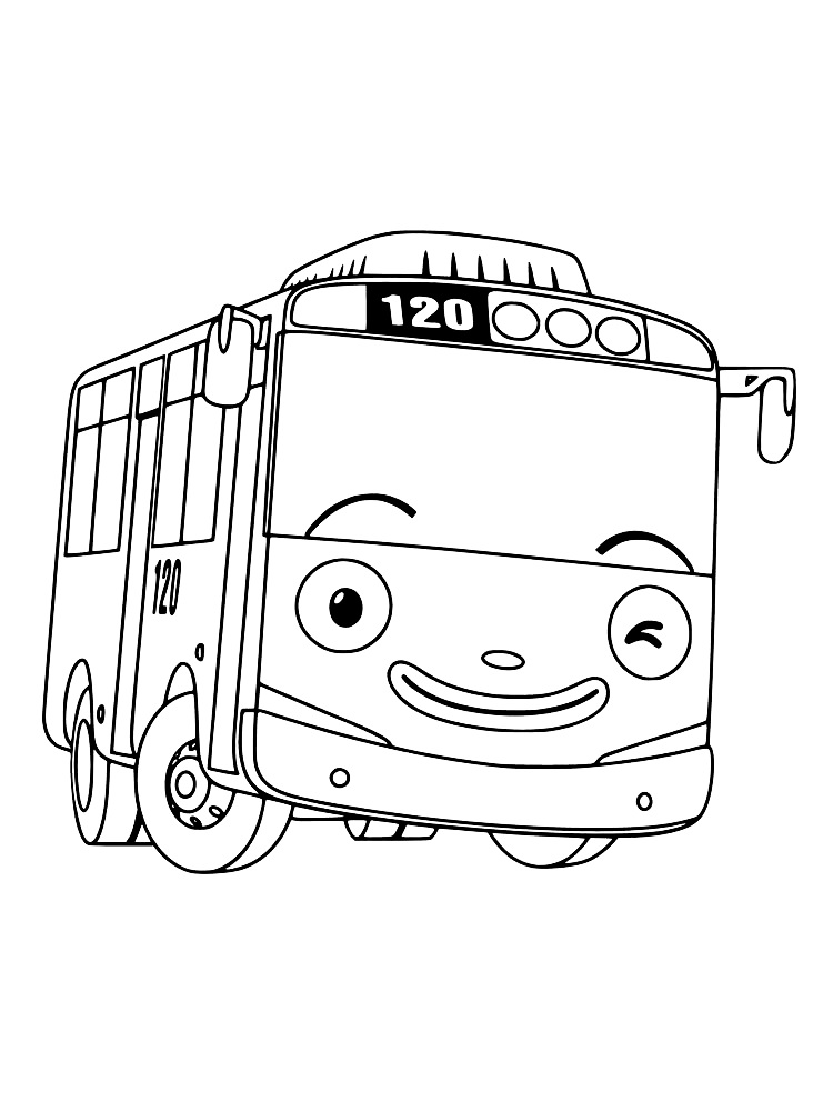 Раскраска маленький автобус Тайо