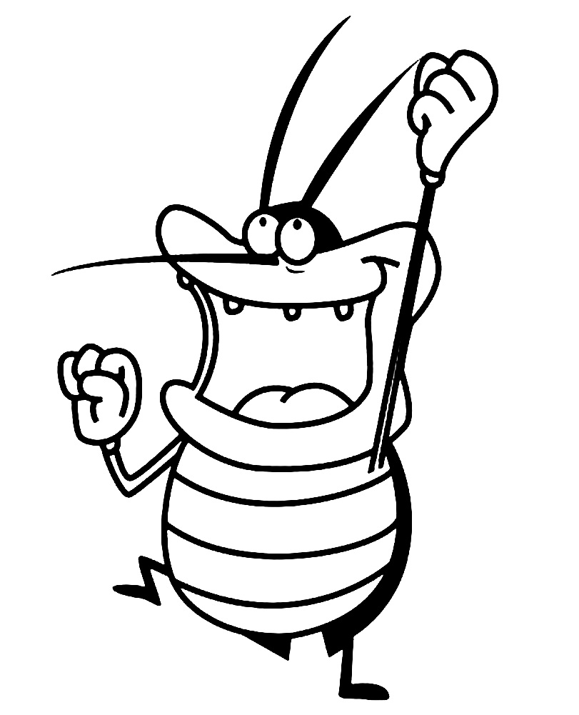 Веселый таракан с поднятой рукой